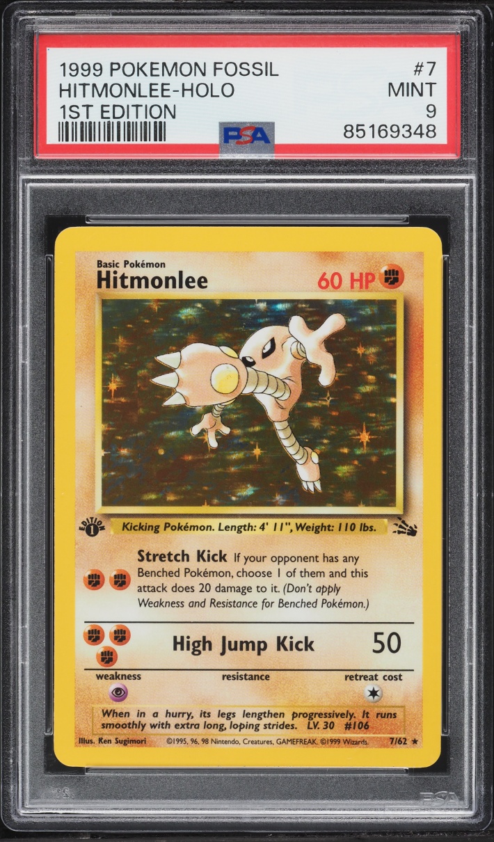 1999 Pokemon Fossil 1st Edition Holo Hitmonlee #7 PSA 9 MINT
