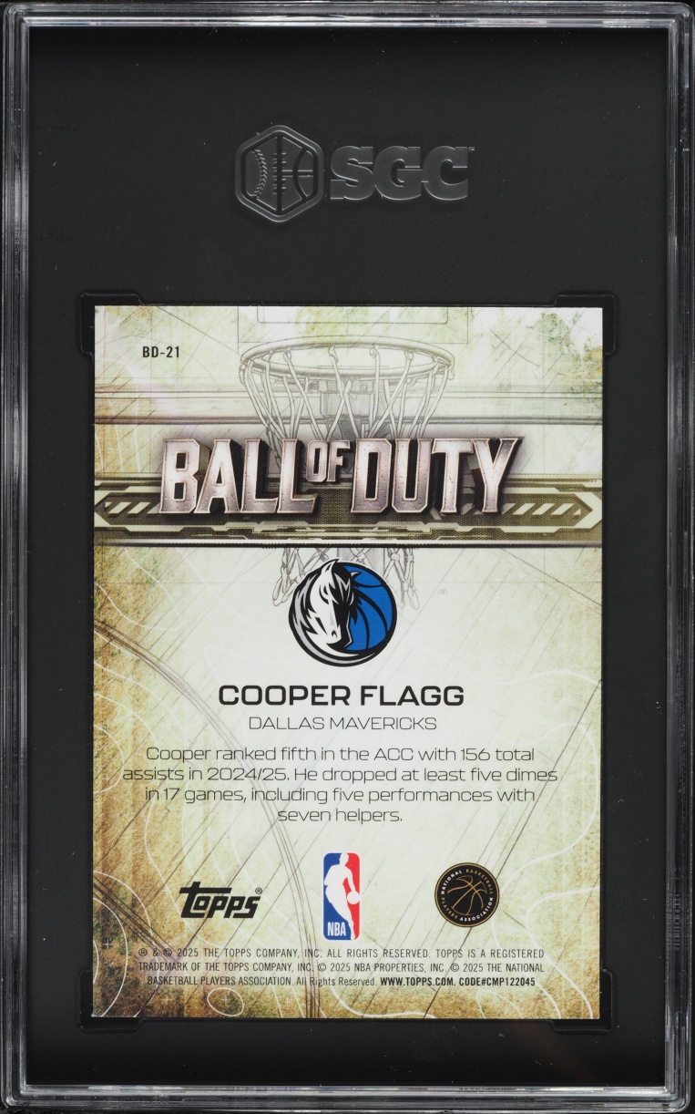2025 Topps Chrome Ball Of Duty Cooper Flagg ROOKIE #BD-21 SGC 9.5 MINT+