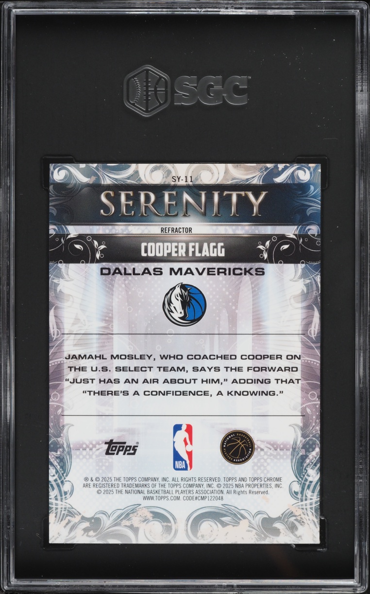 2025 Topps Chrome Serenity Refractor Cooper Flagg ROOKIE #SY-11 SGC 10 GEM MINT