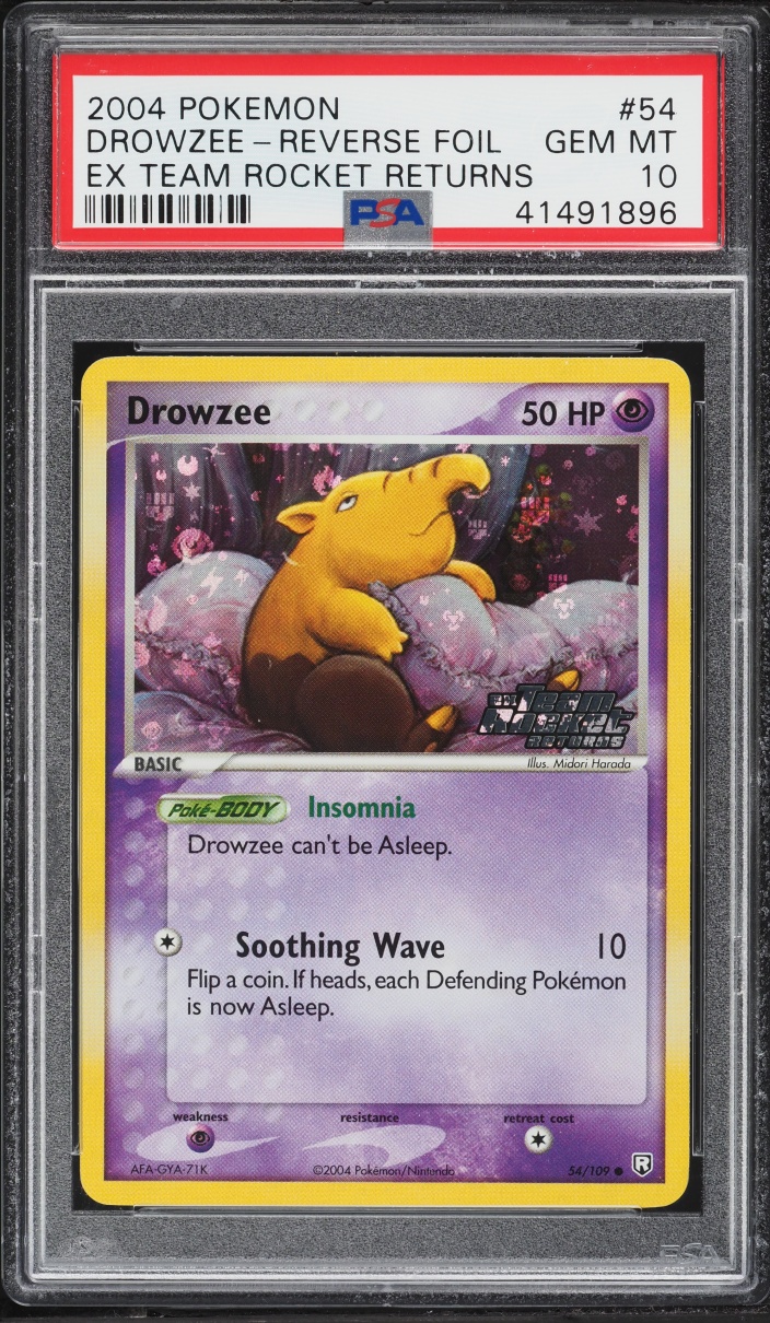 2004 Pokemon EX Team Rocket Returns Reverse Holo Drowzee #54 PSA 10 GEM MINT