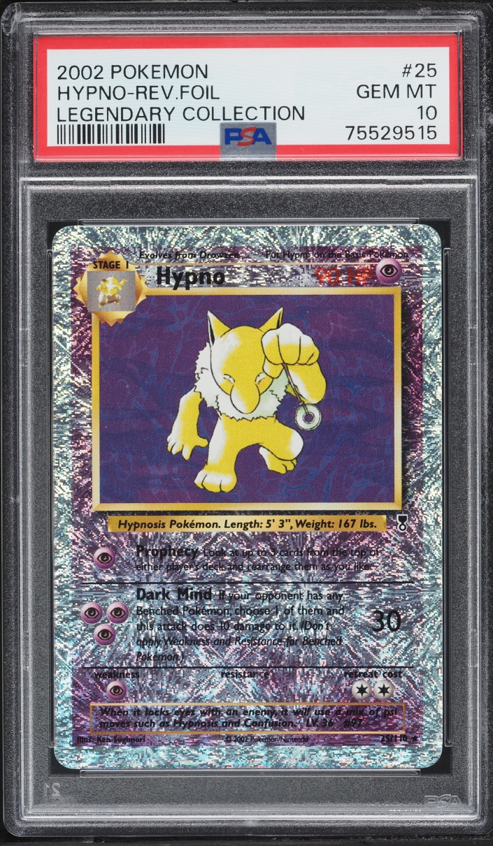 2002 Pokemon Legendary Collection Reverse Holo Hypno #25 PSA 10 GEM MINT