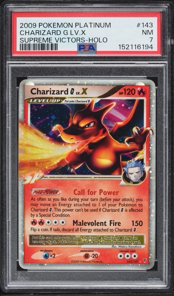 2009 Pokemon Platinum Supreme Victors Holo Charizard G LV.X #143 PSA 7 NRMT