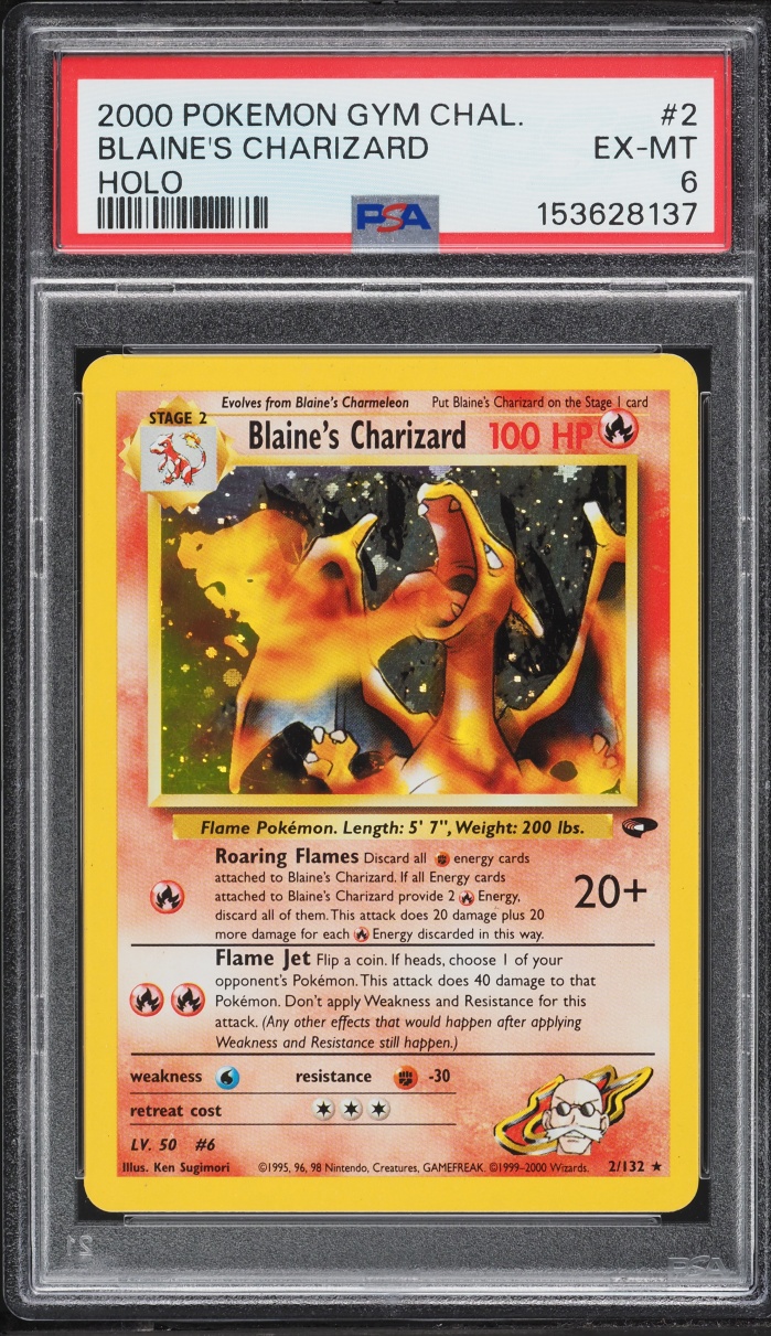 2000 Pokemon Gym Challenge Holo Blaine's Charizard #2 PSA 6 EXMT