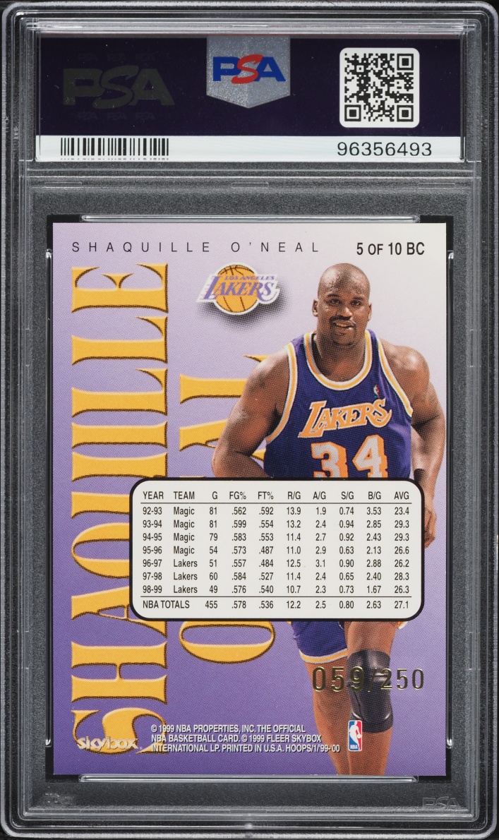 1999 Hoops Build Your Own Card Shaquille O'Neal /250 #5BC PSA 8 NM-MT