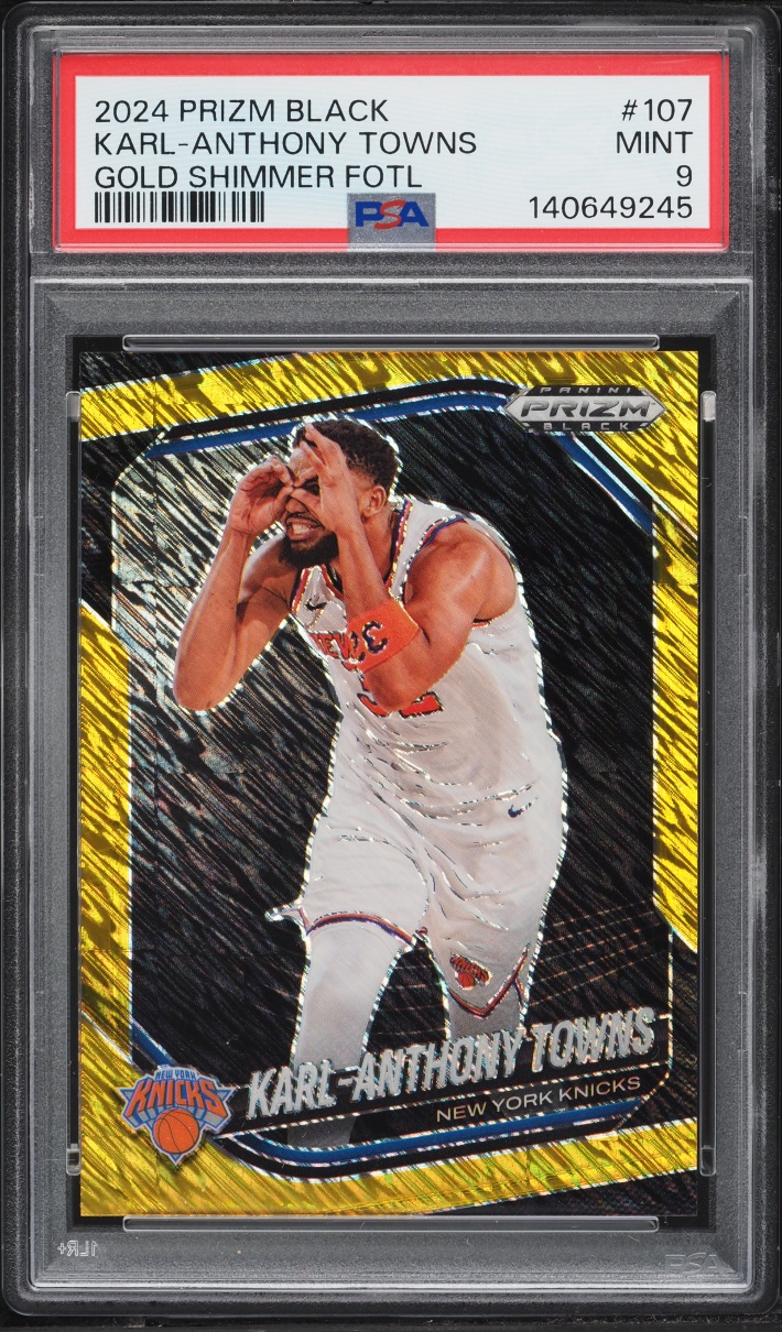 2024 Panini Prizm Black Gold Shimmer FOTL Karl-Anthony Towns 10/10 #107 PSA 9 MINT
