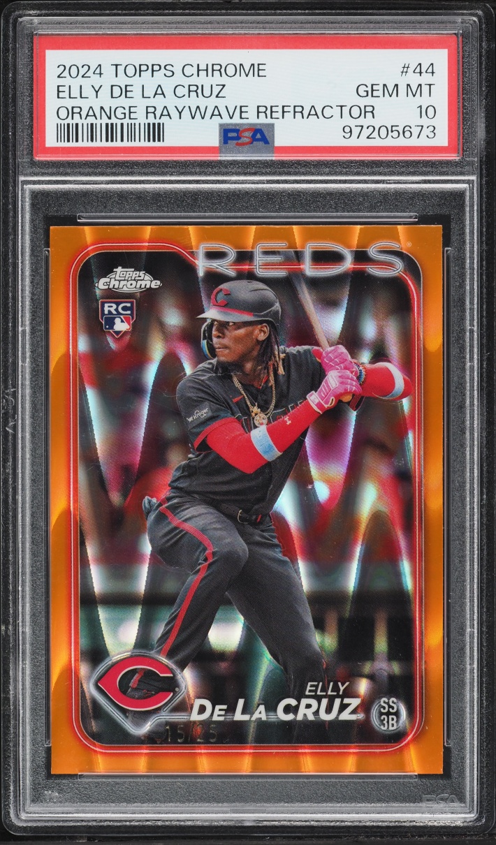 2024 Topps Chrome Orange Raywave Elly De La Cruz ROOKIE /25 #44 PSA 10 GEM MINT