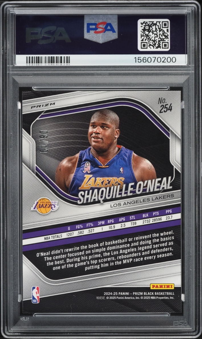 2024 Panini Prizm Black Gold Shaquille O'Neal /10 #254 PSA 10 GEM MINT