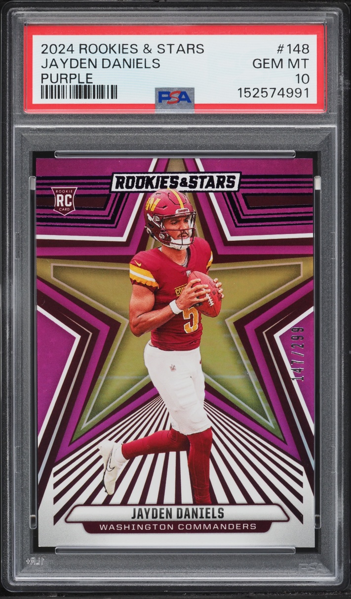 2024 Panini Rookies & Stars Purple Jayden Daniels ROOKIE /299 #148 PSA 10 GEM MINT
