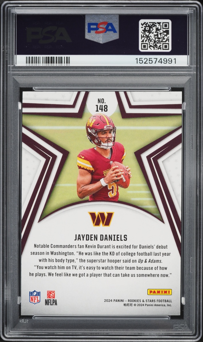2024 Panini Rookies & Stars Purple Jayden Daniels ROOKIE /299 #148 PSA 10 GEM MINT