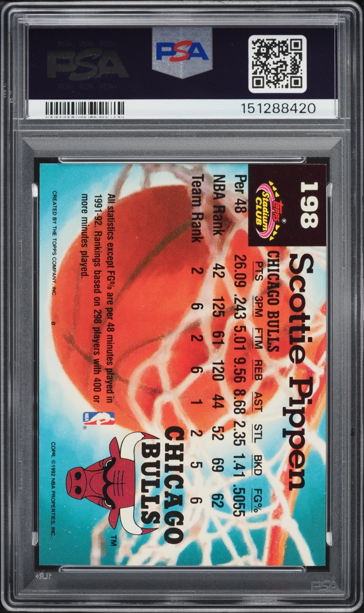 1992 Stadium Club Members Only Scottie Pippen #198 PSA 9 MINT