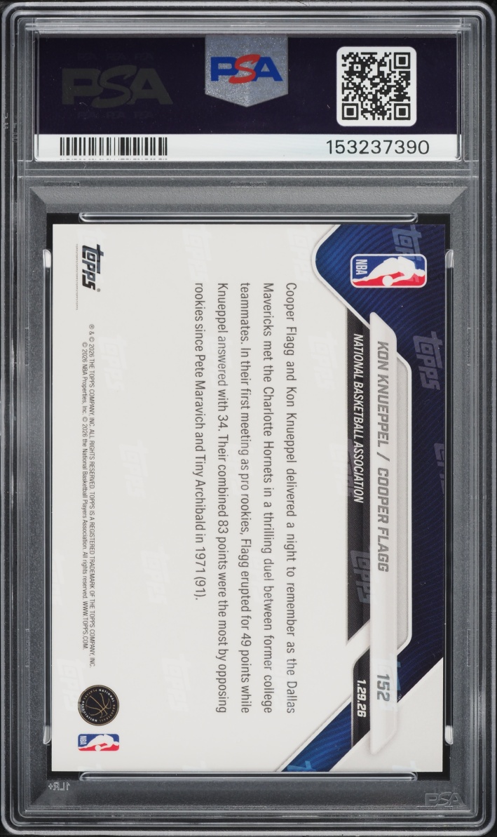 2025 Topps Now Kon Knueppel & Cooper Flagg ROOKIE #152 PSA 10 GEM MINT