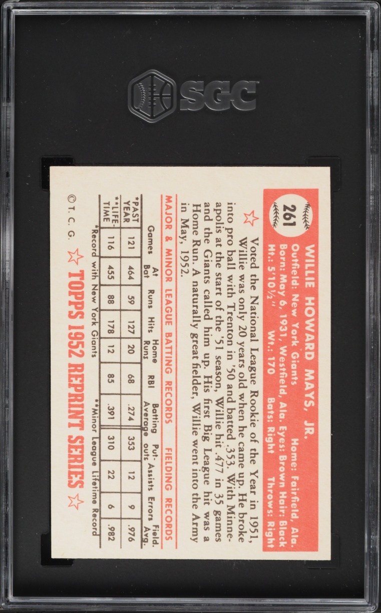 1983 Topps '52 Reprint Willie Mays #261 SGC 7 NRMT