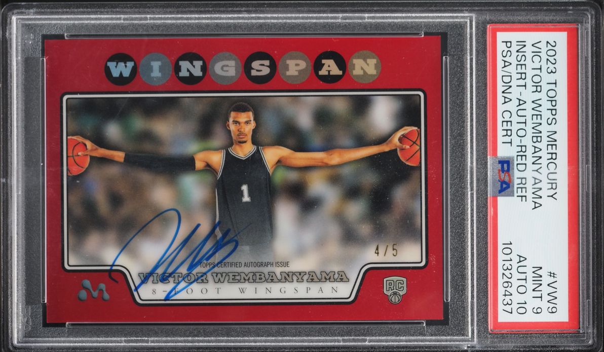 2023 Topps Mercury Insert Red Refractor Victor Wembanyama ROOKIE AUTO DNA 10 /5 #VW9 PSA 9