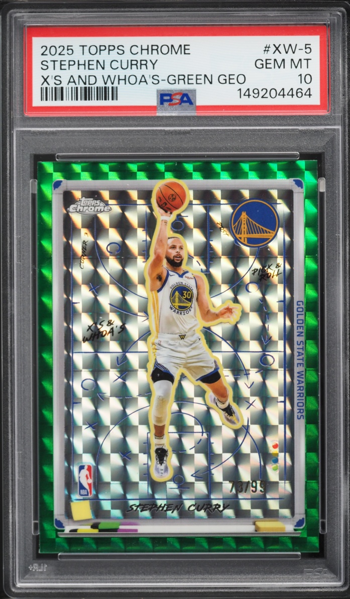 2025 Topps Chrome X's & Whoa's Green Geometric Stephen Curry /99 #XW-5 PSA 10 GEM MINT