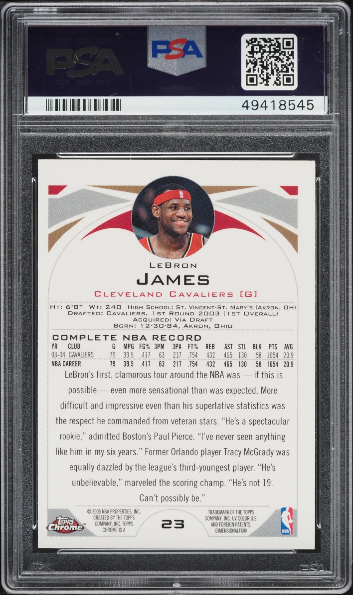 2004 Topps Chrome LeBron James #23 PSA 10 GEM MINT