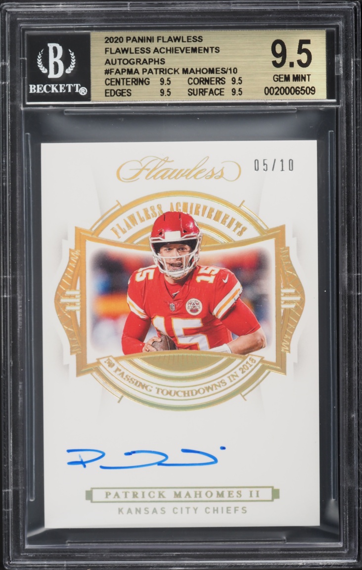 2020 Panini Flawless Achievements Patrick Mahomes II AUTO /10 #FA-PMA BGS 9.5 GEM MINT