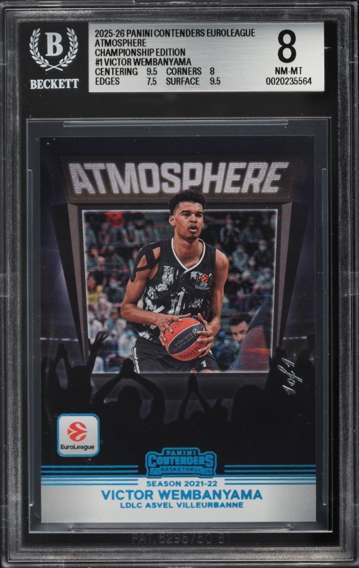 2025 Panini Contenders Euroleague Atmosphere Championship Victor Wembanyama 1/1 #1 BGS 8 NM-MT