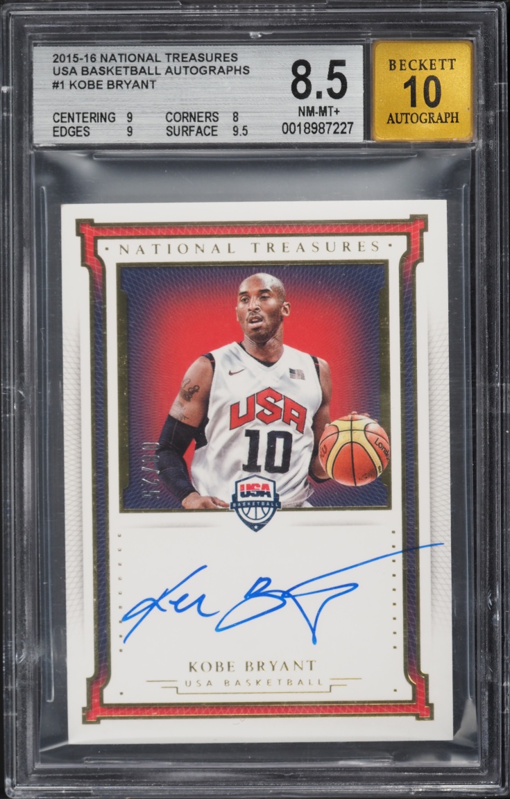 2015 National Treasures USA Basketball Kobe Bryant AUTO 8/25 #1 BGS 8.5 NM-MT+