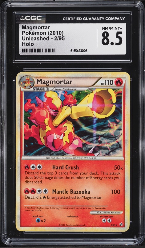 2010 Pokemon HeartGold & SoulSilver Unleashed Holo Magmortar #2 CGC 8.5 NM-MT+