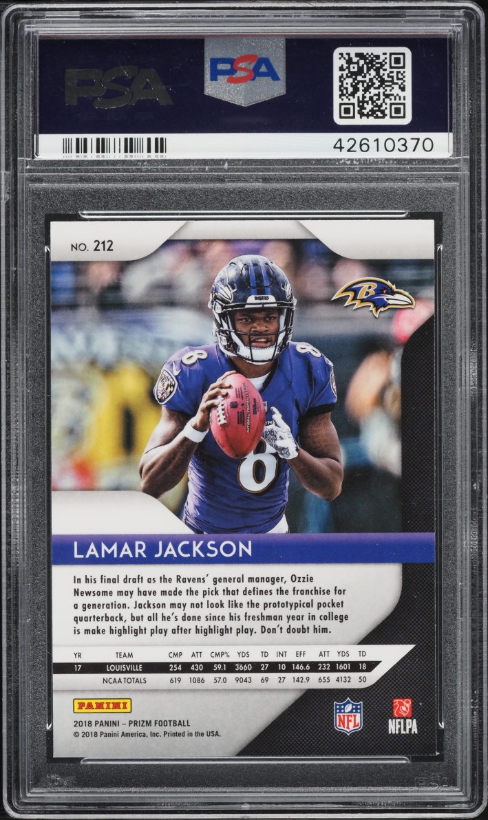 2018 Panini Prizm Lamar Jackson ROOKIE #212 PSA 9 MINT