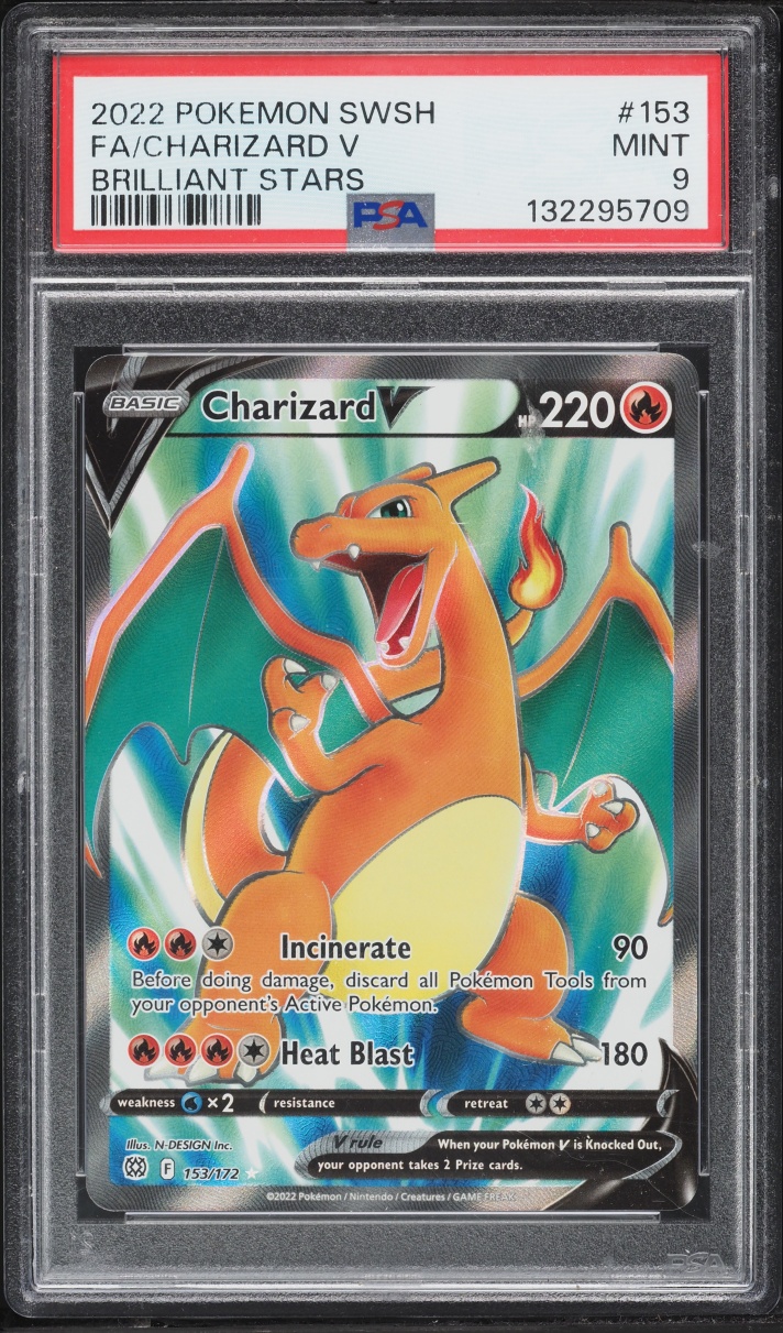 2022 Pokemon Sword & Shield Brilliant Stars Full Art Charizard V #153 PSA 9 MINT