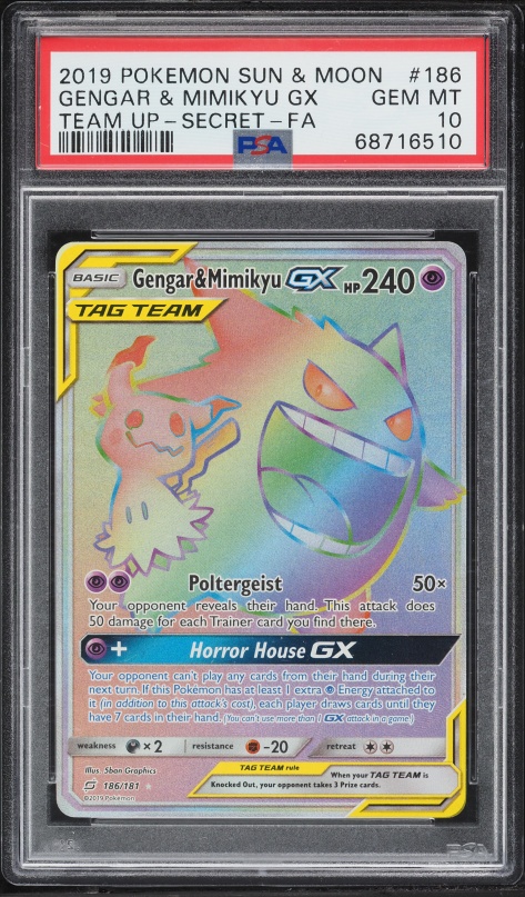2019 Pokemon Sun & Moon Team Up Alt Art Gengar & Mimikyu GX #165