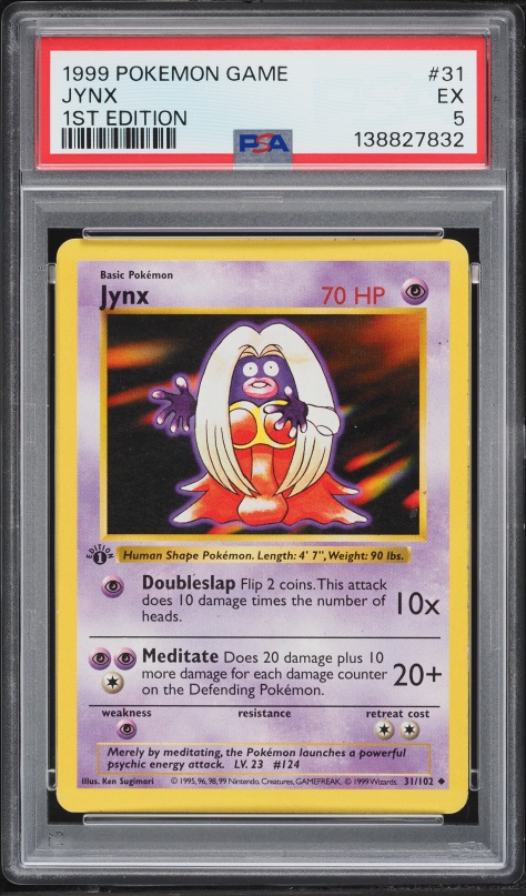 1999 Pokemon Base Set Shadowless 1st Edition Jynx #31 PSA 5 EX