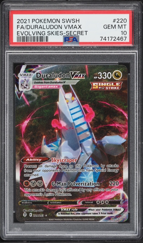 2021 Pokemon Sword & Shield Evolving Skies SEC Duraludon VMAX #220 PSA 10 GEM MINT