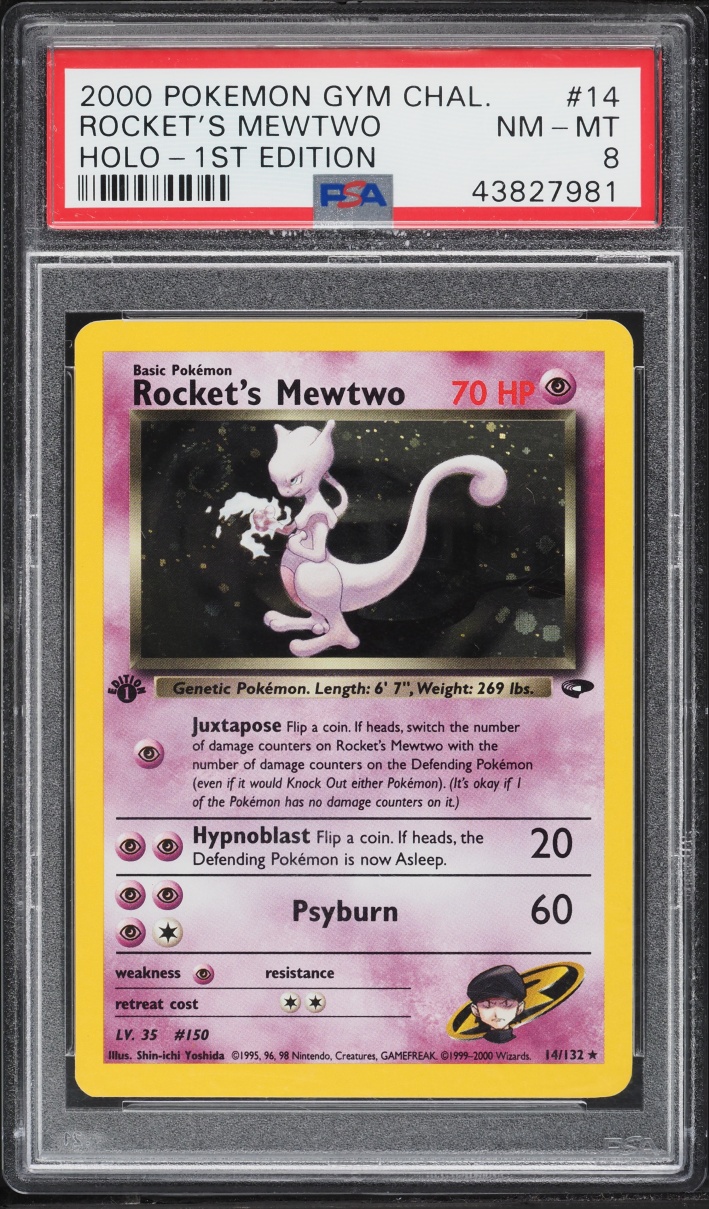 2000 Pokemon Gym Challenge 1st Edition Holo Rocket's Mewtwo #14 PSA 8 NM-MT
