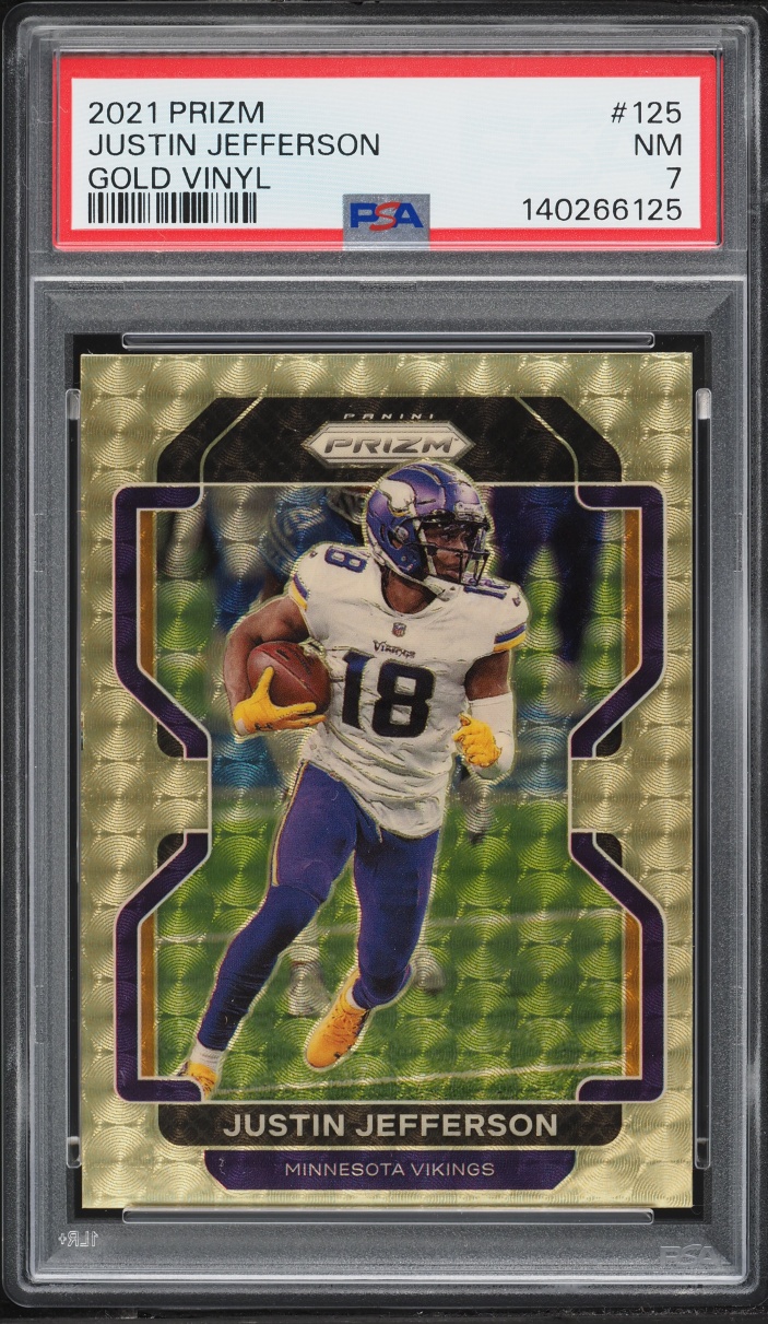 2021 Panini Prizm Gold Vinyl Justin Jefferson 1/5 #125 PSA 7 NRMT