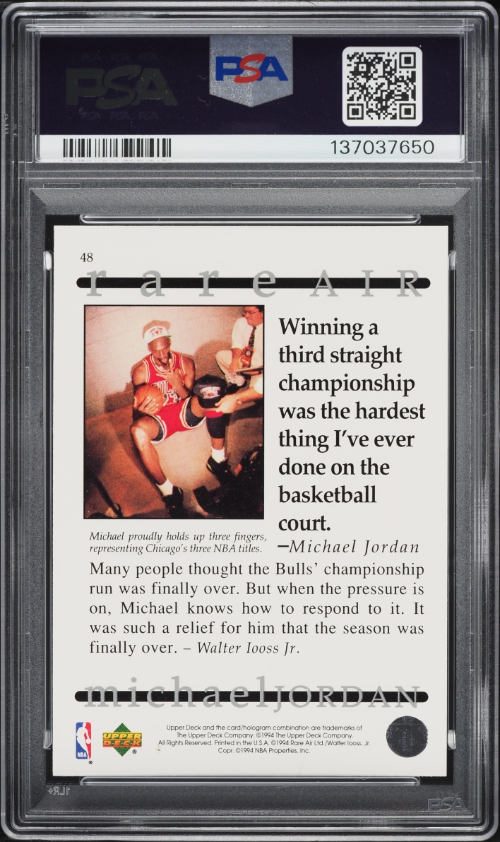 1994 Upper Deck MJ Rare Air Michael Jordan #48 PSA 9 MINT
