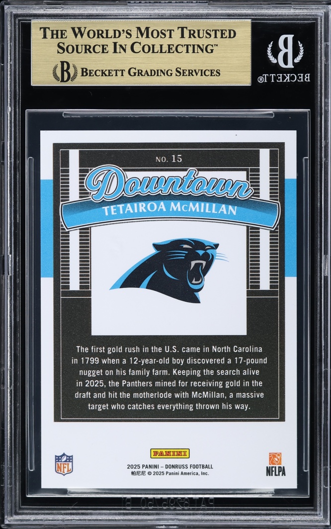 2025 Donruss Downtown! Tetairoa McMillan ROOKIE #15 BGS 10 PRISTINE