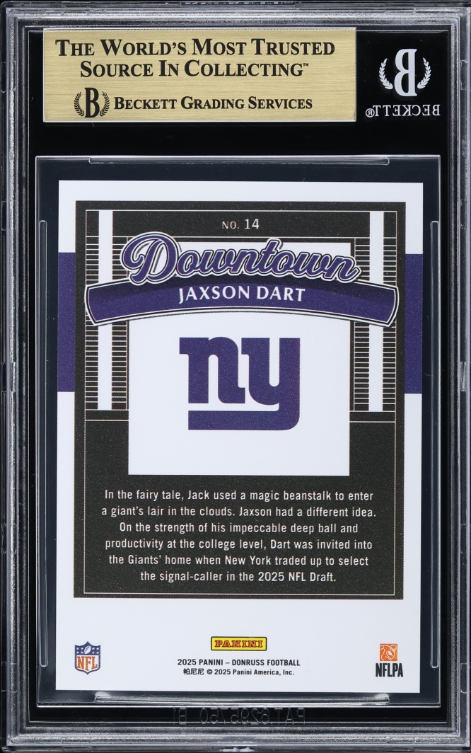 2025 Donruss Downtown! Jaxson Dart #14 BGS 10 PRISTINE