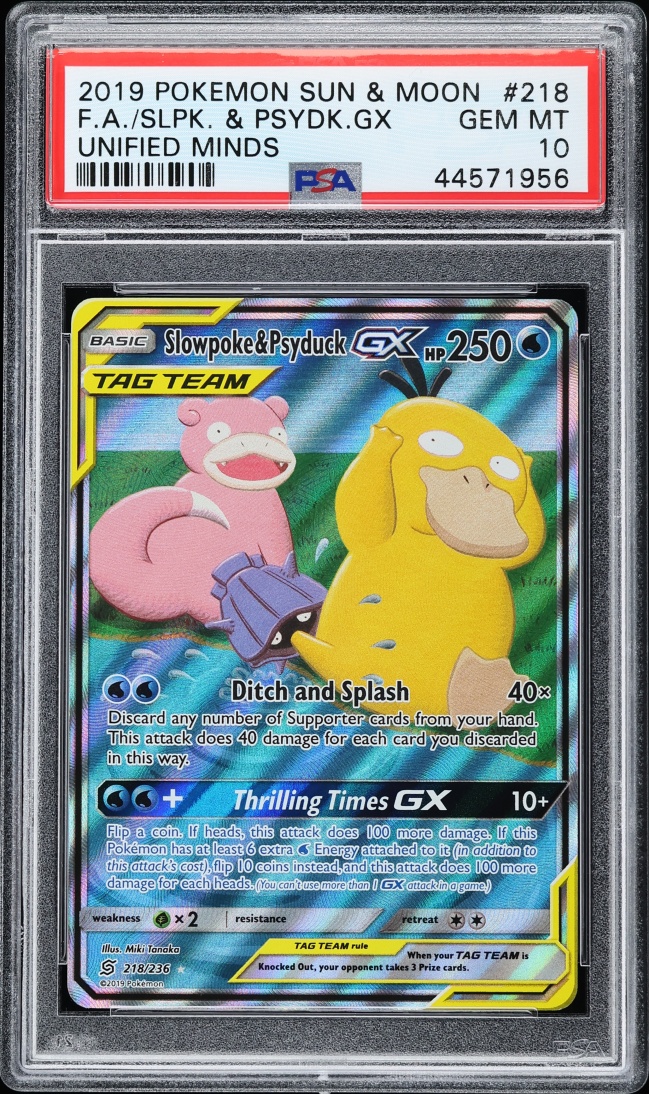 2019 Pokemon Sun & Moon Unified Minds Full Art/Slowpoke & Psyduck GX 218