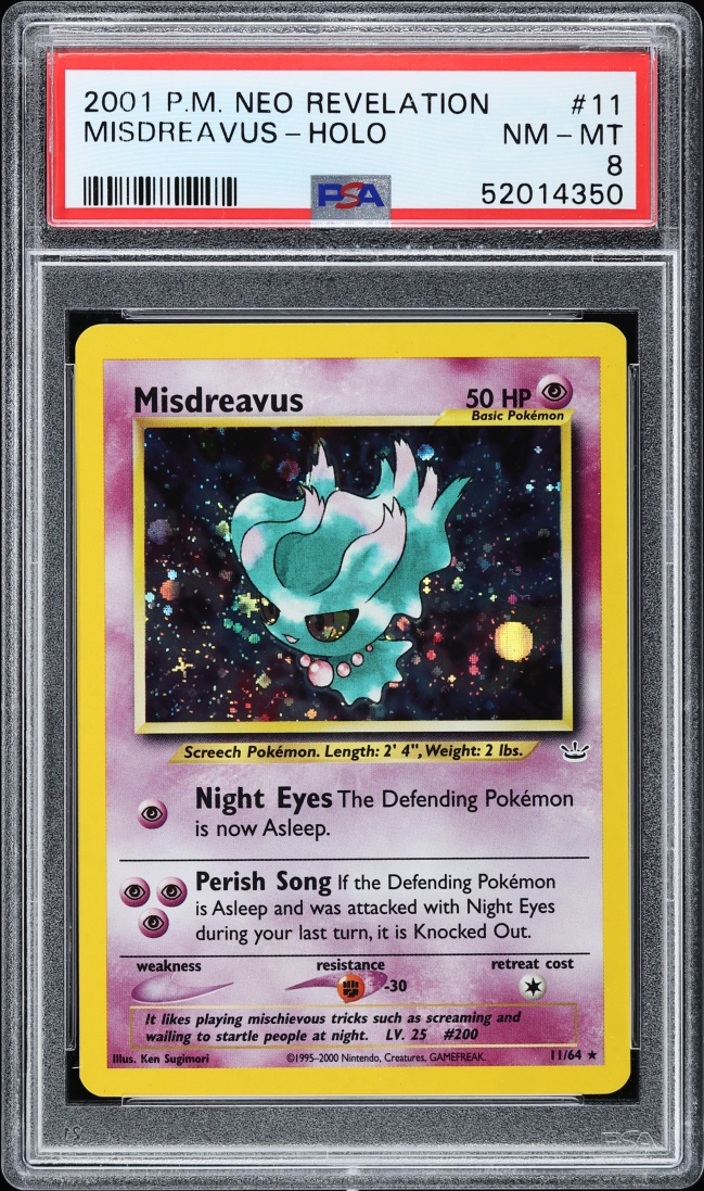 2001 Pokemon Neo Revelation Holo Misdreavus #11 PSA 8 NM-MT