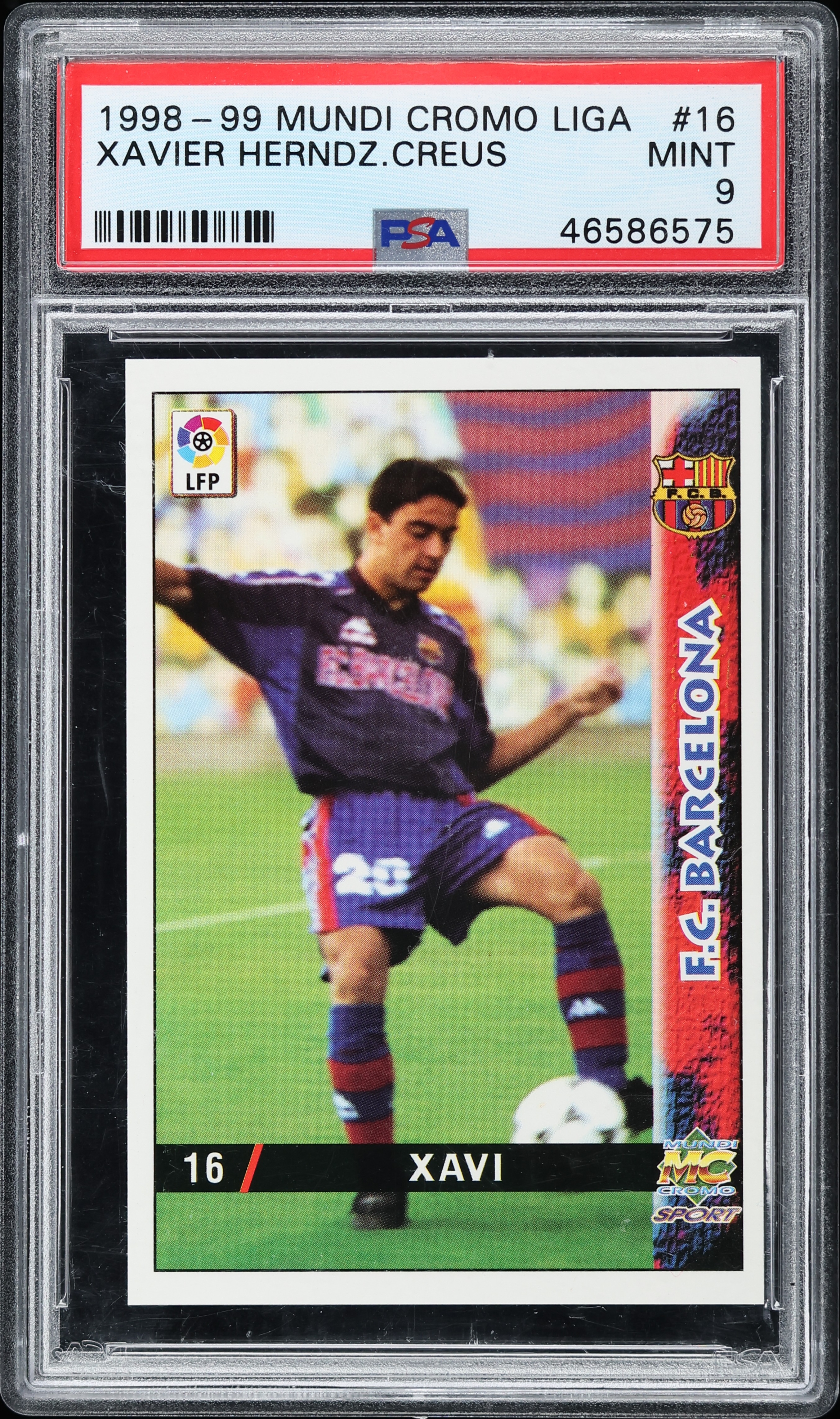 1998 Mundi Cromo Liga Soccer Xavi ROOKIE #16 PSA 9 MINT on
