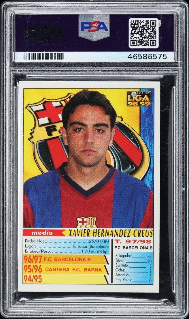 1998 Mundi Cromo Liga Soccer Xavi ROOKIE #16 PSA 9 MINT on