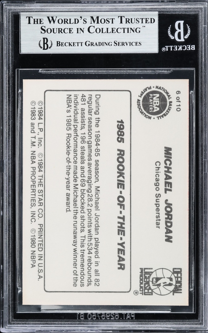 1986 Star Basketball Michael Jordan ROOKIE #6 BGS 9 MINT