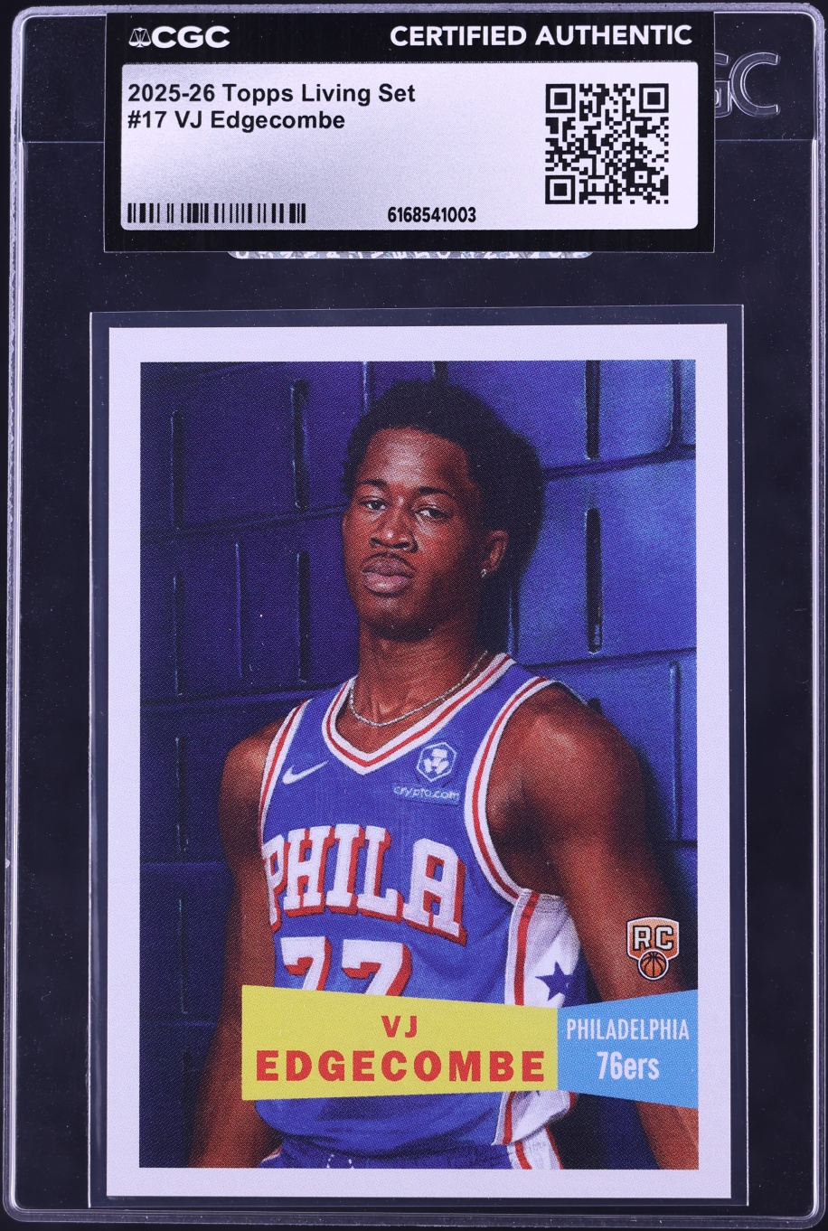 2025 Topps Living Set VJ Edgecombe ROOKIE #17 CGC AUTH