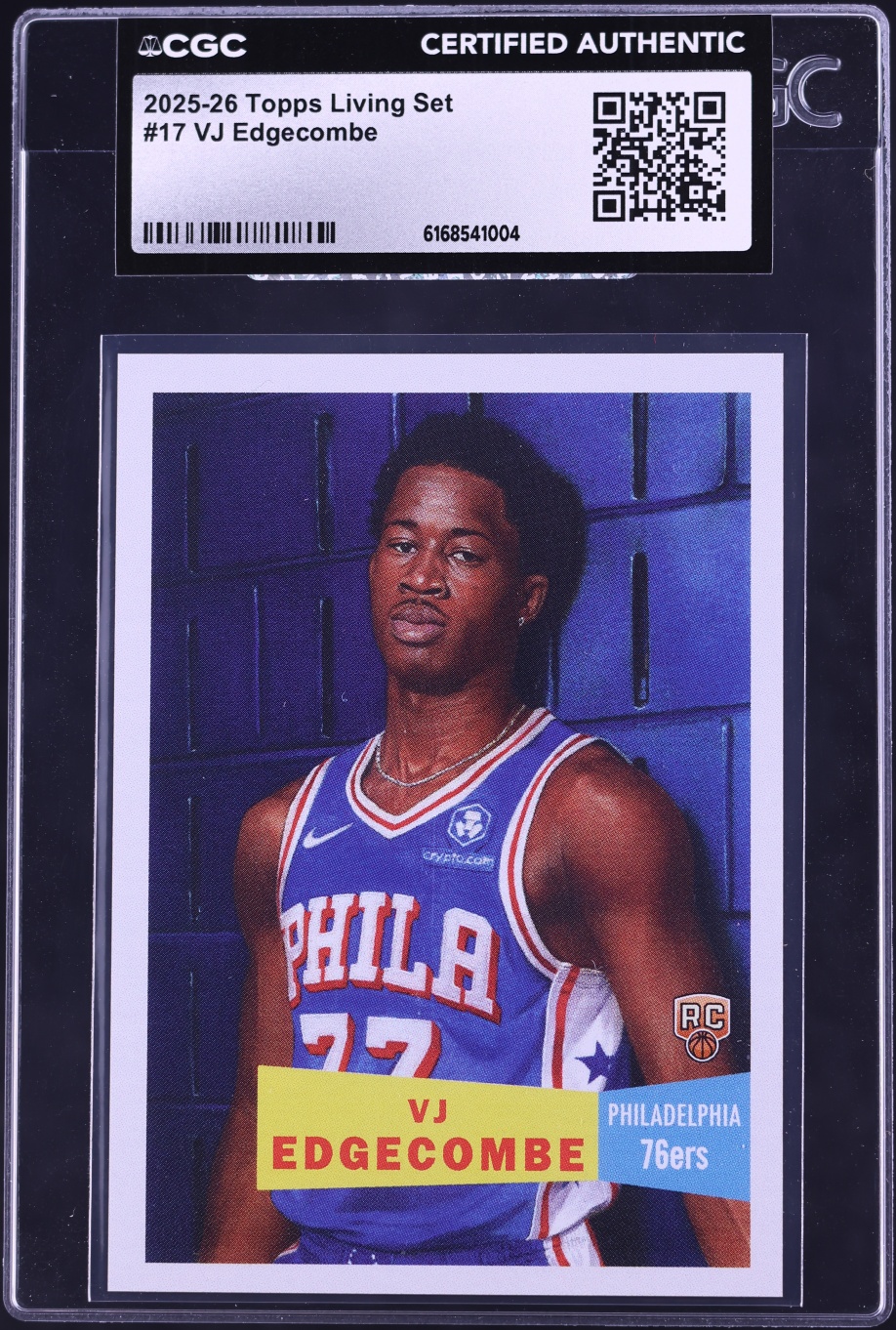 2025 Topps Living Set VJ Edgecombe ROOKIE #17 CGC AUTH