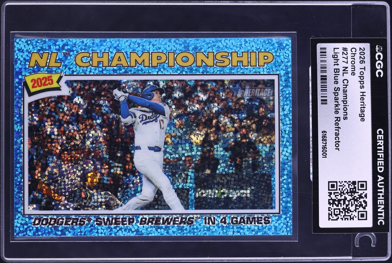 2026 Topps Chrome Heritage Light Blue Sparkle Refractor NL Champions #277 CGC AUTH