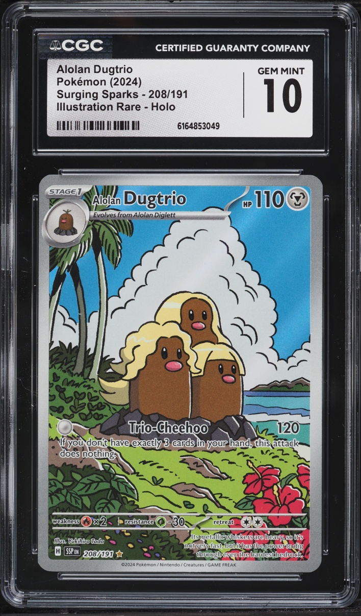 2024 Pokemon Scarlet & Violet Surging Sparks IR Alolan Dugtrio #208 CGC 10 GEM MINT