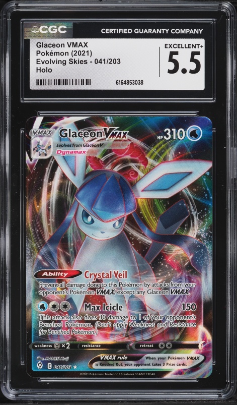 2021 Pokemon Sword & Shield Evolving Skies Glaceon VMAX #41 CGC 5.5 EX+