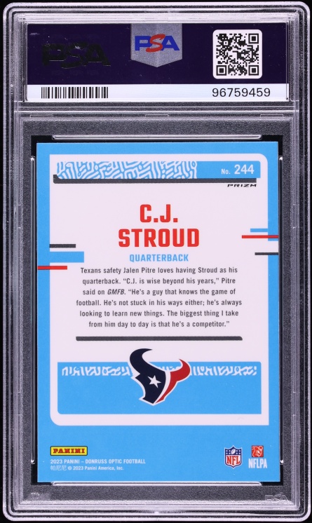 2023 Donruss Optic Green Hyper Prizm C.J. Stroud ROOKIE #244 PSA 10 GEM MINT