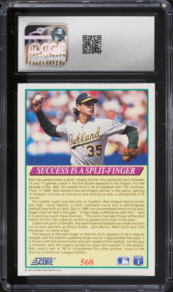 1991 Score Bob Welch #568 CGC 9 MINT