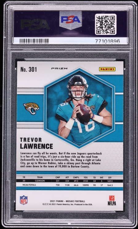 2021 Panini Mosaic Reactive Blue Trevor Lawrence ROOKIE #301 PSA 10 GEM MINT