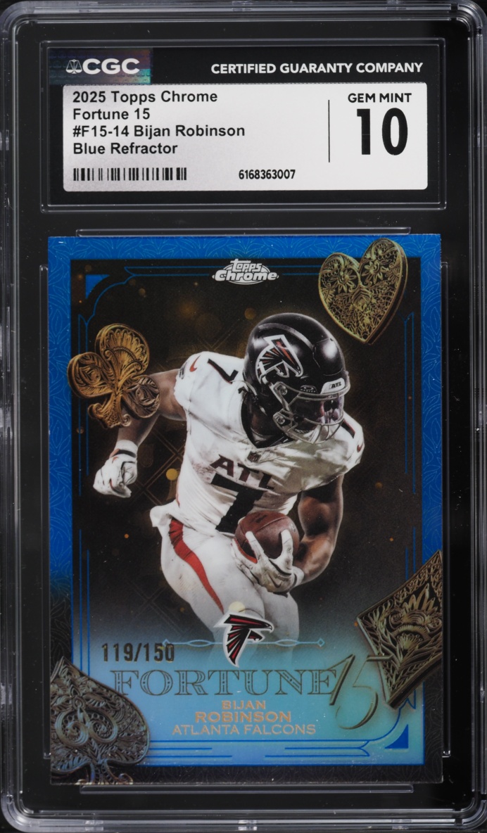 2025 Topps Chrome Fortune 15 Blue Refractor Bijan Robinson /150 #F15-14 CGC 10 GEM MINT