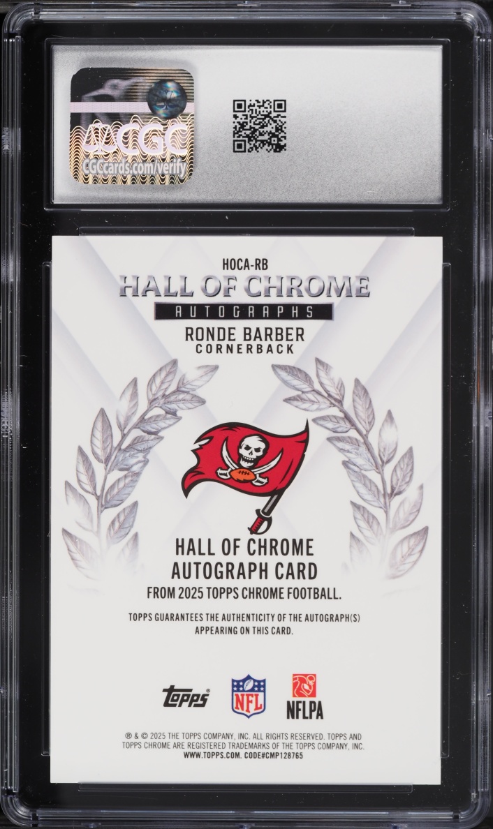 2025 Topps Chrome Hall Of Orange Geometric Ref. Ronde Barber AUTO /25 #HOCA-RB CGC 10 GEM MINT