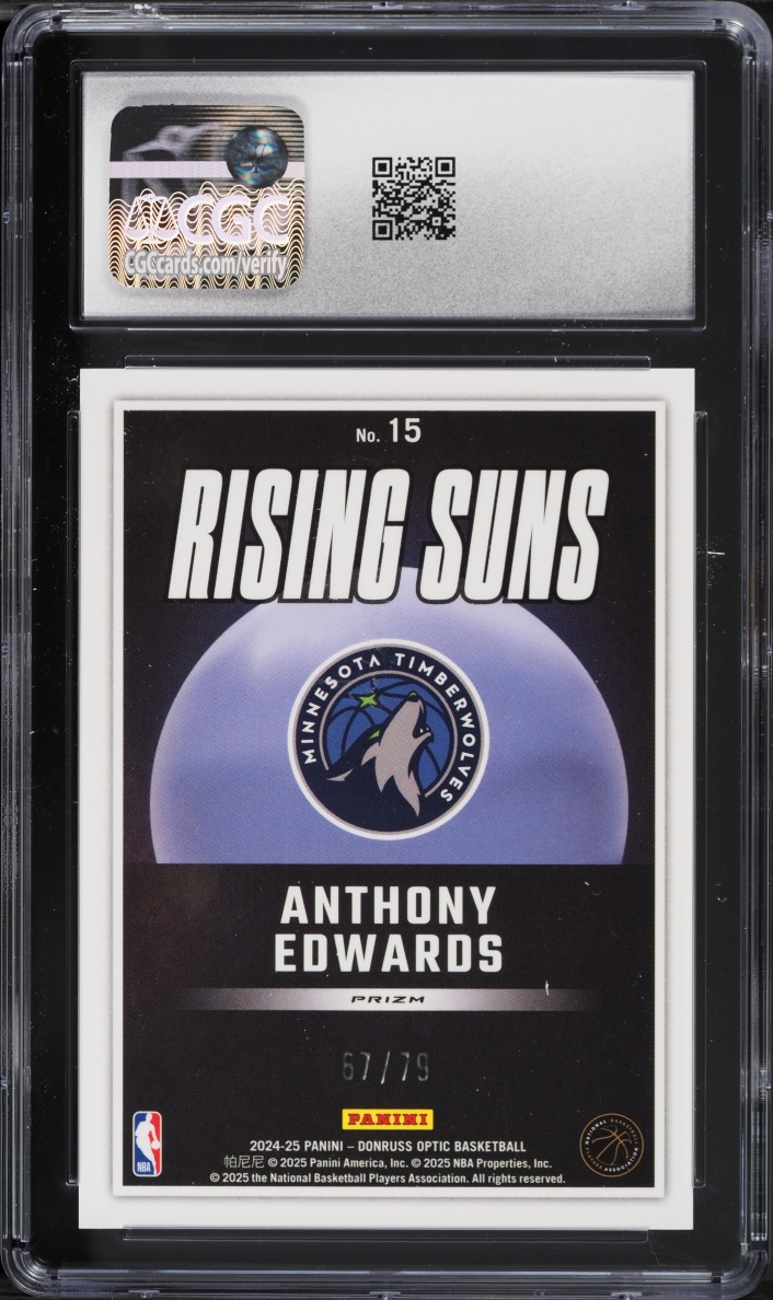 2024 Donruss Optic Rising Suns Pink Velocity Anthony Edwards /79 #15 CGC 10 GEM MINT