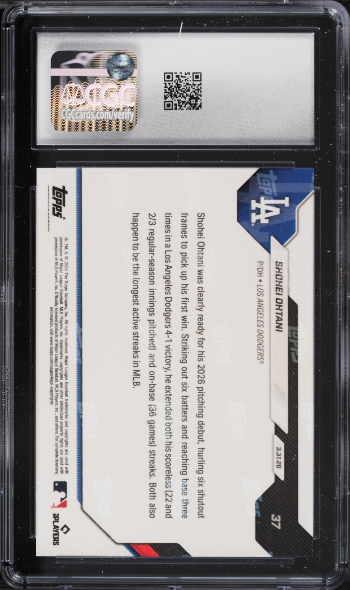 2026 Topps Now Shohei Ohtani #37 CGC 10 GEM MINT